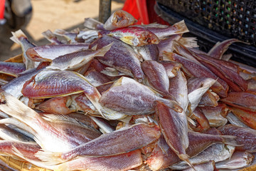 Dried seafood in a thai street market