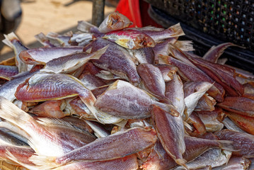 Dried seafood in a thai street market