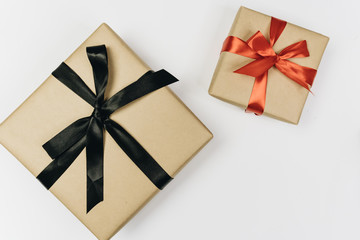 View of gift box isolated on white