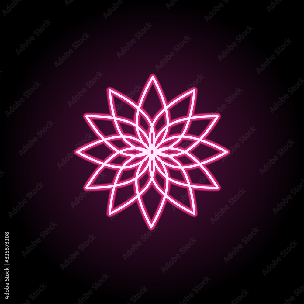 Poster abstract type of flowers neon icon. simple thin line, outline vector of flower icons for ui and ux, 