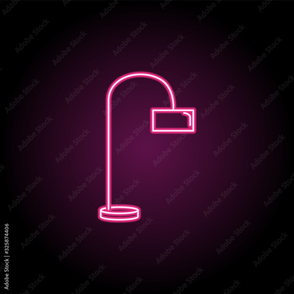 Poster floor lamp neon icon. simple thin line, outline vector of household icons for ui and ux, website or 