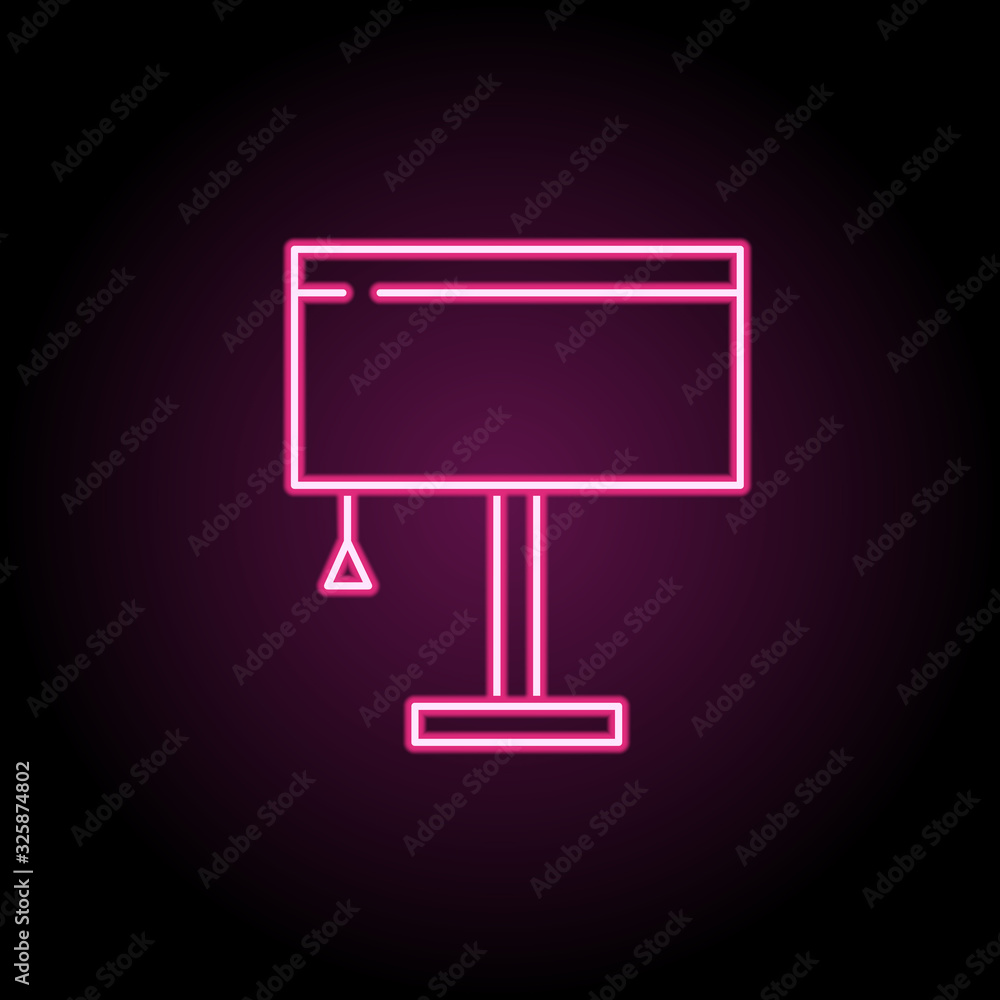 Poster table lamp neon icon. simple thin line, outline vector of household icons for ui and ux, website or 