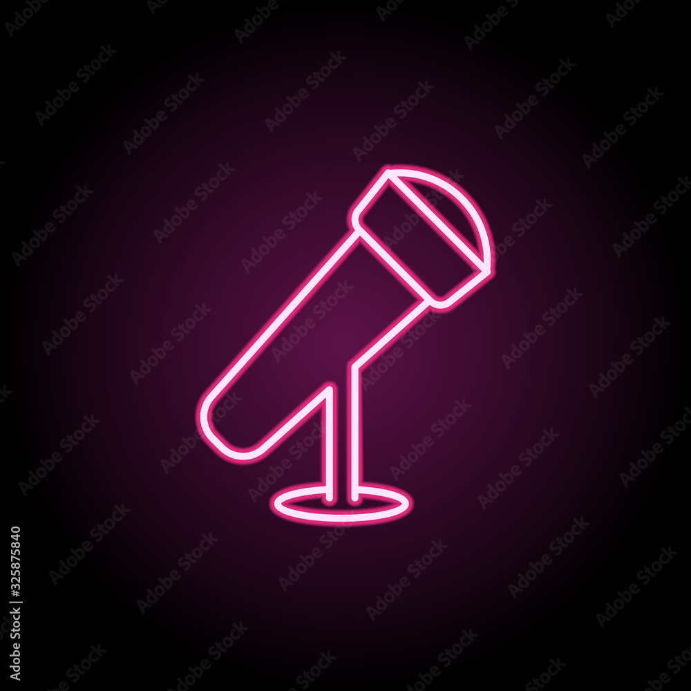 Poster desktop microphone neon icon. simple thin line, outline vector of web icons for ui and ux, website o