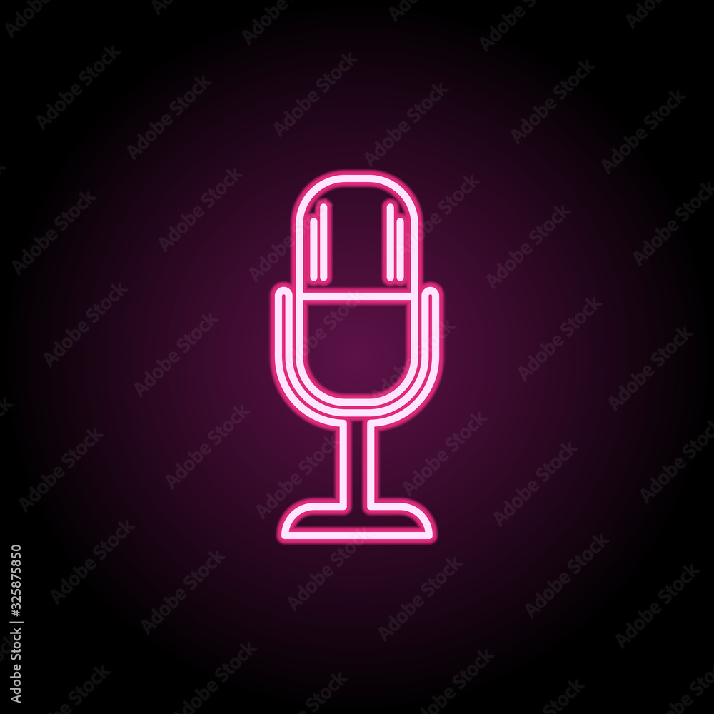 Poster microphone neon icon. simple thin line, outline vector of web icons for ui and ux, website or mobile