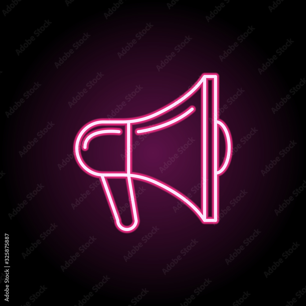 Poster electric megaphone neon icon. simple thin line, outline vector of web icons for ui and ux, website o