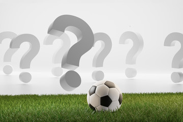 question marks soccer ball 3d-illustration © wetzkaz