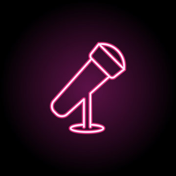 Desktop microphone neon icon. Simple thin line, outline vector of web icons for ui and ux, website or mobile application