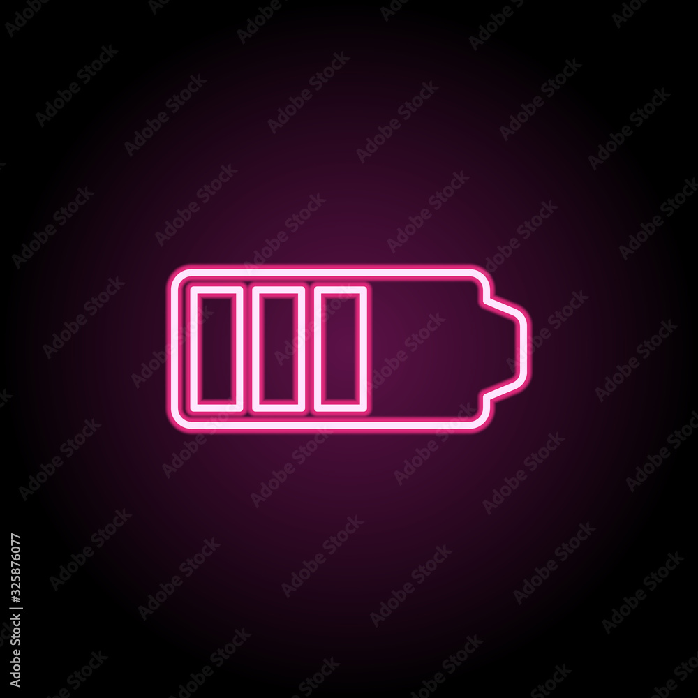Poster battery mark neon icon. simple thin line, outline vector of web icons for ui and ux, website or mobi