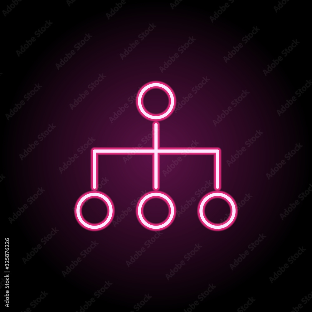 Poster three circles associated with one neon icon. simple thin line, outline vector of web icons for ui an