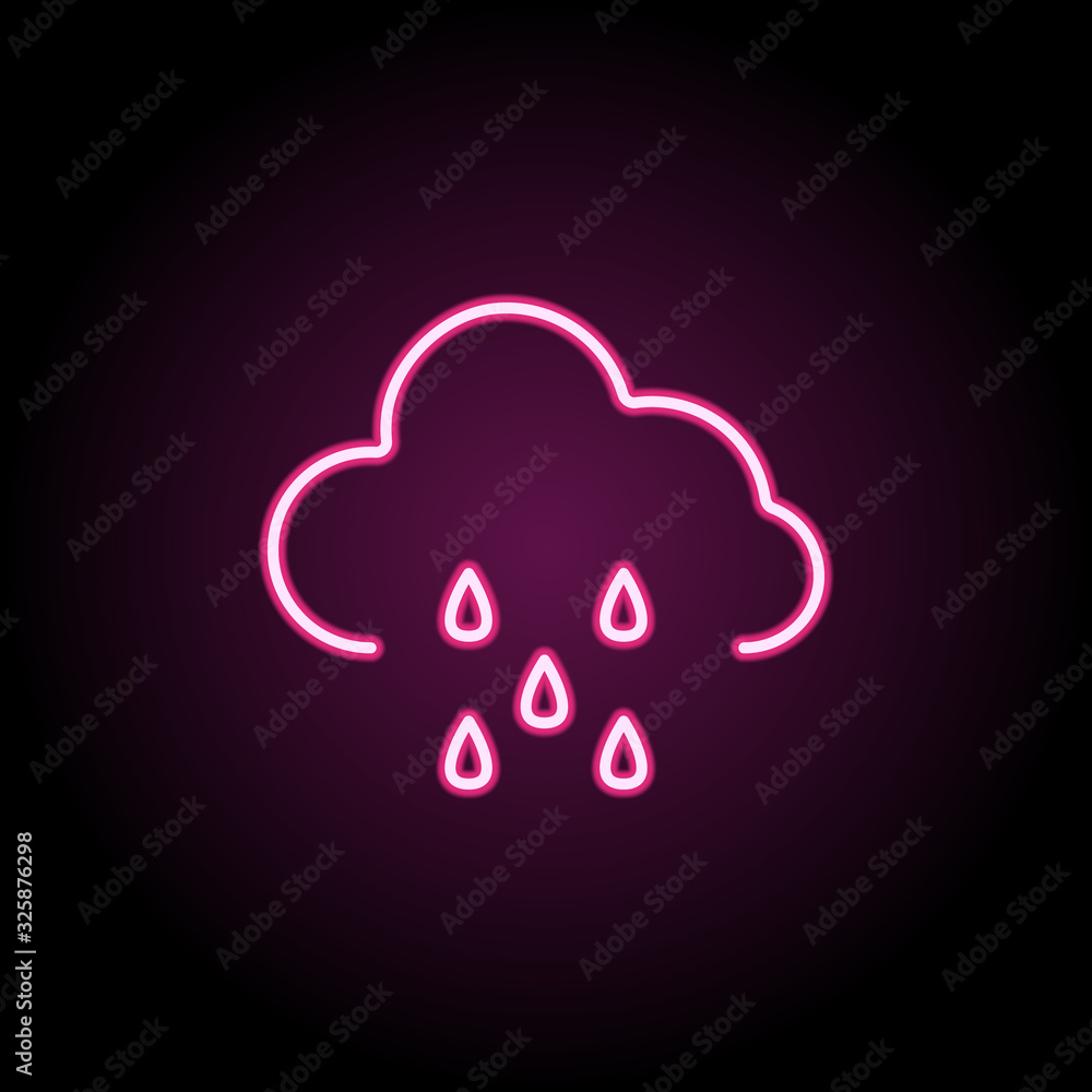 Poster rainy cloud neon icon. simple thin line, outline vector of web icons for ui and ux, website or mobil