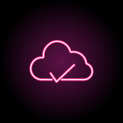 Proven cloud neon icon. Simple thin line, outline vector of web icons for ui and ux, website or mobile application