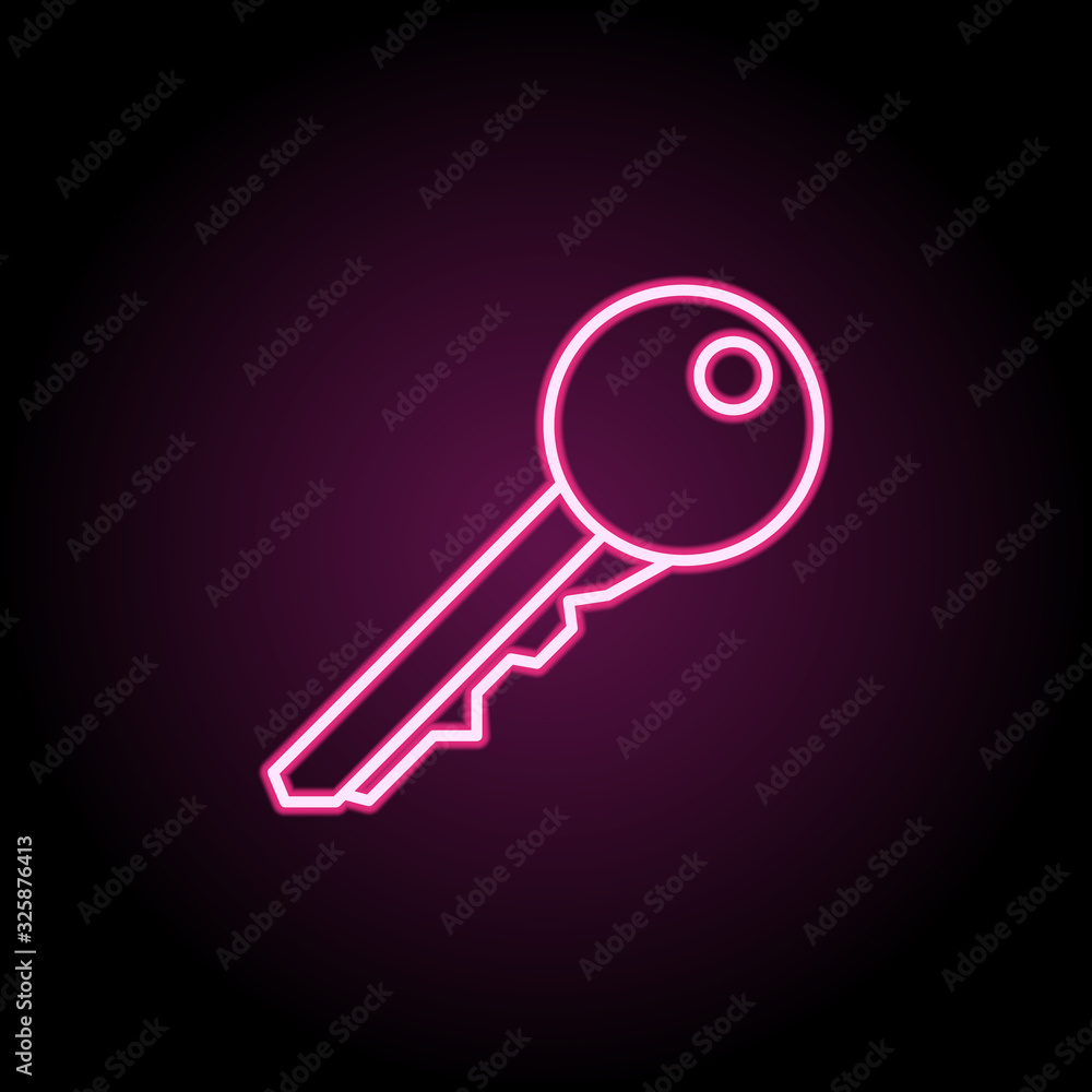 Poster key neon icon. simple thin line, outline vector of web icons for ui and ux, website or mobile applic