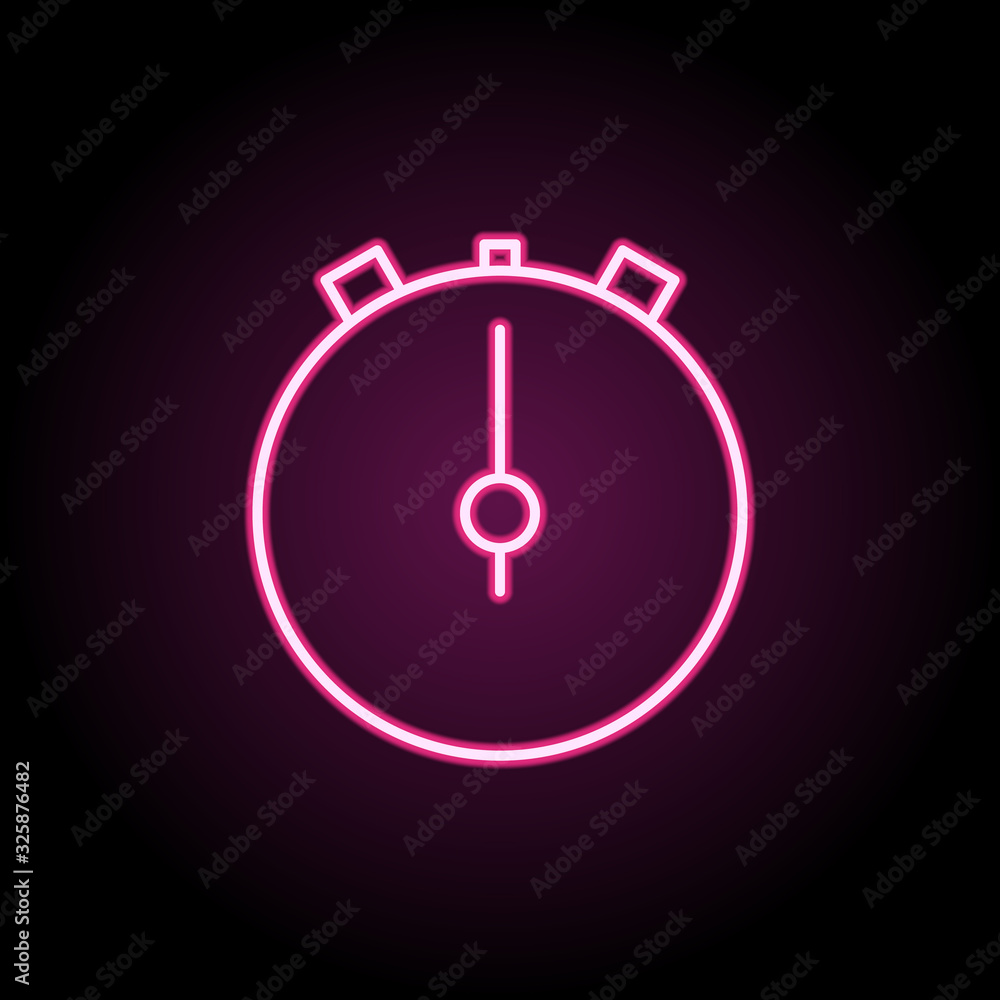 Poster stopwatch neon icon. simple thin line, outline vector of web icons for ui and ux, website or mobile 