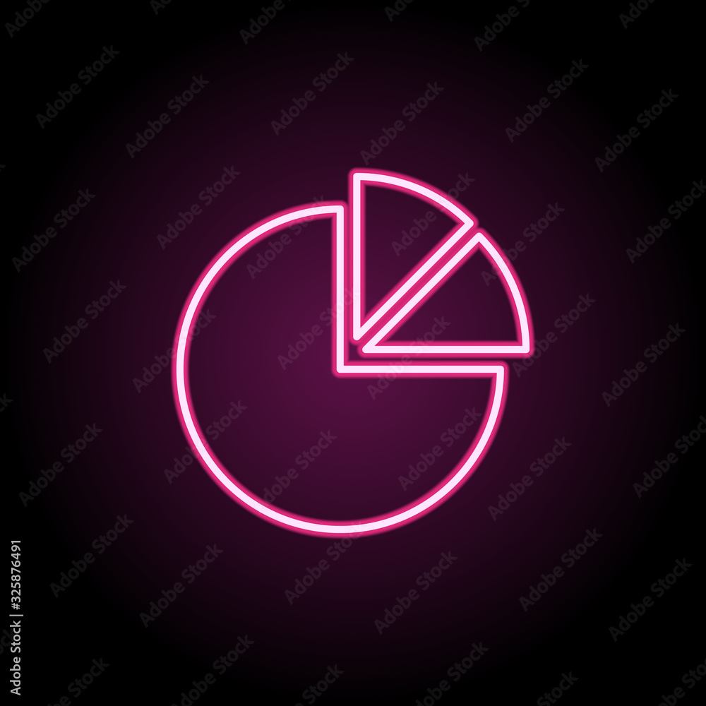 Poster graph pie neon icon. simple thin line, outline vector of web icons for ui and ux, website or mobile 