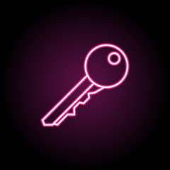 Key neon icon. Simple thin line, outline vector of web icons for ui and ux, website or mobile application