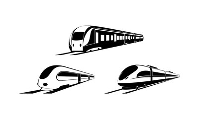 Obraz premium Train simple modern set vector
