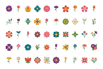 Fototapeta na wymiar bundle of flowers degradient style icons