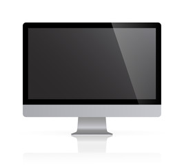 Realistic desktop computer monitor reflect with grey screen. Illustration vector illustrator Ai EPS