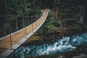 Bridge over flowing stream in British Columbia