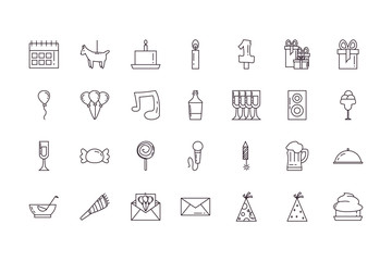 Isolated party line style icon set vector design