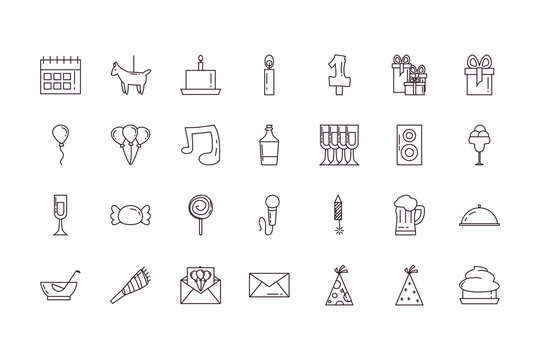 Isolated party line style icon set vector design