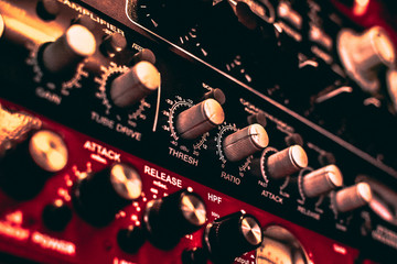 Audio engineer equipment in a recording studio