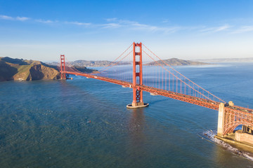 Golden Gate Bridge as seen from the air. Drone footage.