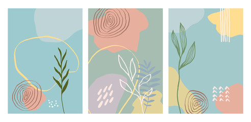 Modern artistic cards design template. Set of abstract background designs - summer sale, social media promotional content. Colorful trendy shapes