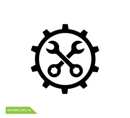 Wrench icon flat style trendy logo template