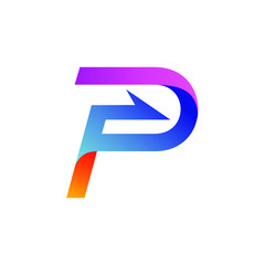 Letter p arrow logo design