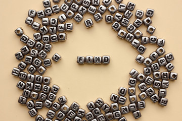  The word search from cubes with letters.