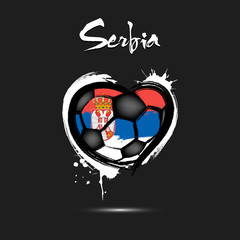 Soccer ball shaped as a heart in color of Serbia flag