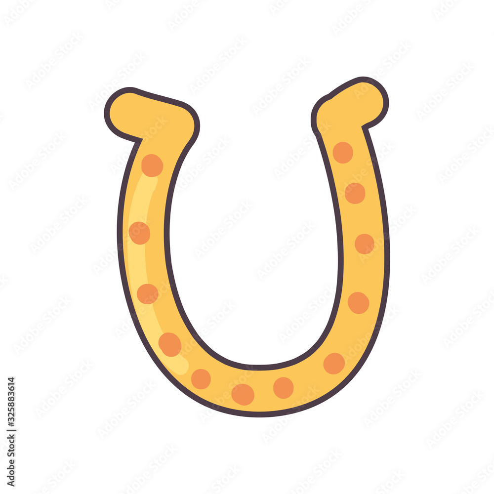 Poster horseshoe line and fill style icon vector design