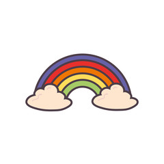 Isolated rainbow with clouds line and fill style icon vector design
