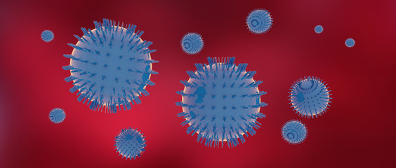 Corona Virus inside the human body - Wuhan Virus 3D illustration