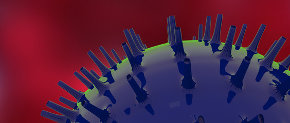 Corona Virus inside the human body - Wuhan Virus 3D illustration