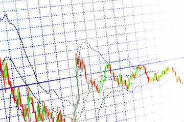 graph chart of stock market investment trading.