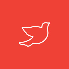 Bird Line Icon On Red Background. Red Flat Style Vector Illustration