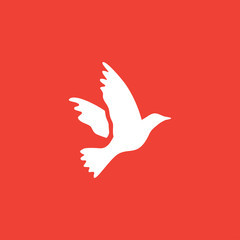 Bird Icon On Red Background. Red Flat Style Vector Illustration