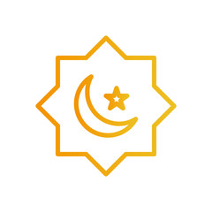 Ramadan moon and star gradient style icon vector design