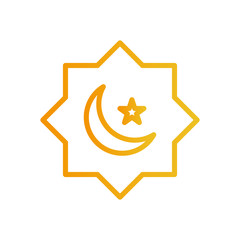 Ramadan moon and star gradient style icon vector design