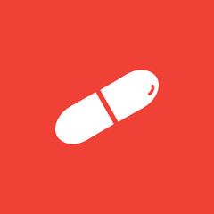 Capsule Icon On Red Background. Red Flat Style Vector Illustration
