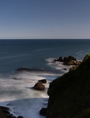 Larga exposición en el mar, desde la costa de Mehuin