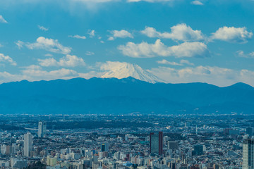 東京の都市風景と富士山