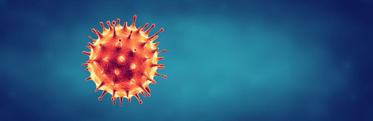 Coronavirus or Flu virus - Microbiology And Virology Concept - obrazy, fototapety, plakaty
