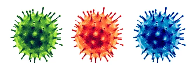 Fotobehang Coronavirus or Flu virus isolated - Microbiology And Virology Concept © Feydzhet Shabanov