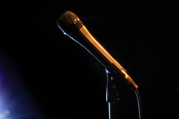 Mic Microphone with Blue and Yellow Light at Comedy Music Club DJ