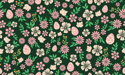 Modern wallpaper for Easter, with leaf and flower elegant pattern background design.