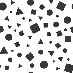 Abstract background with geometric shapes and lines. Triangles, squares and circles eamless pattern.