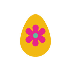 easter egg painted with flower flat style